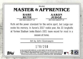 2019 Topps Gallery - Master & Apprentice Green #MA-RJ Babe Ruth / Aaron Judge Back