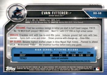2019 Bowman Draft - Purple #BD-68 Evan Fitterer Back
