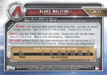 2019 Bowman Draft - Blue #BD-12 Blake Walston Back