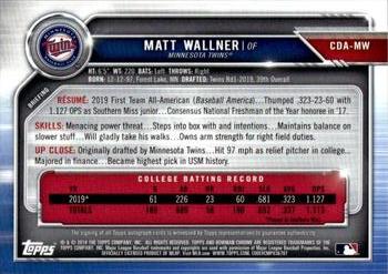 2019 Bowman Draft - Chrome Draft Pick Autographs #CDA-MW Matt Wallner Back
