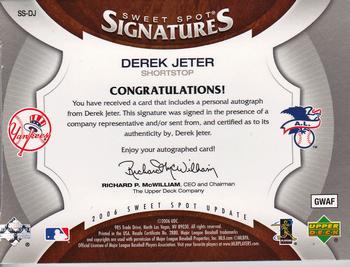 2006 Upper Deck Sweet Spot Update - Veteran Signatures Glove Leather Black Ink #SS-DJ Derek Jeter Back