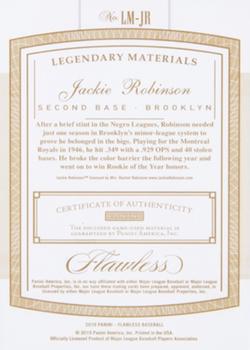 2019 Panini Flawless - Legendary Materials Gold #LM-JR Jackie Robinson Back