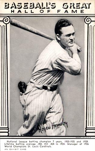 1974 Exhibits Baseball's Great HOF W464 Reprints #NNO Rogers Hornsby Front