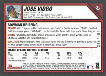 2007 Bowman - Blue #57 Jose Vidro Back