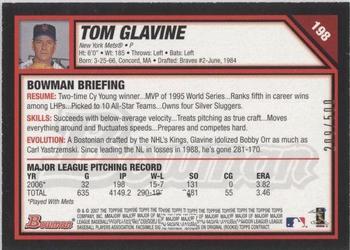 2007 Bowman - Blue #198 Tom Glavine Back
