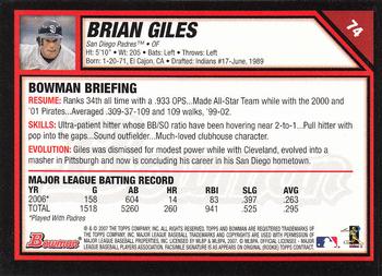 2007 Bowman - Gold #74 Brian Giles Back