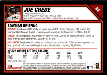 2007 Bowman - Gold #82 Joe Crede Back