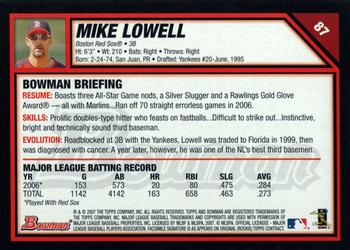2007 Bowman - Gold #87 Mike Lowell Back
