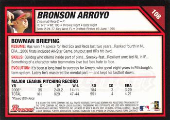 2007 Bowman - Gold #108 Bronson Arroyo Back