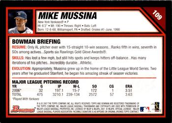 2007 Bowman - Gold #109 Mike Mussina Back