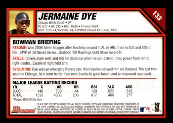 2007 Bowman - Gold #133 Jermaine Dye Back