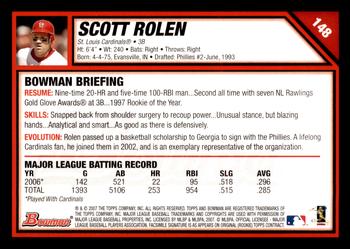 2007 Bowman - Gold #148 Scott Rolen Back