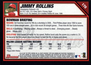 2007 Bowman - Gold #170 Jimmy Rollins Back