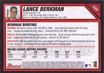 2007 Bowman - Gold #177 Lance Berkman Back