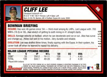 2007 Bowman - Orange #86 Cliff Lee Back