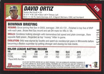 2007 Bowman - Orange #125 David Ortiz Back