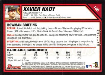 2007 Bowman - Orange #145 Xavier Nady Back