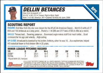 2007 Bowman - Prospects #BP5 Dellin Betances Back