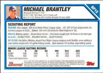 2007 Bowman - Prospects #BP15 Michael Brantley Back