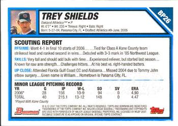2007 Bowman - Prospects #BP26 Trey Shields Back