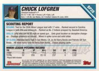 2007 Bowman - Prospects #BP28 Chuck Lofgren Back