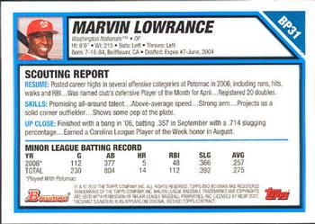 2007 Bowman - Prospects #BP31 Marvin Lowrance Back