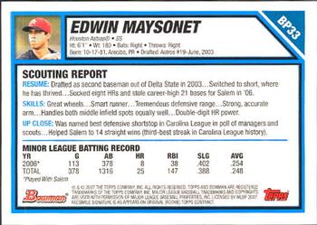 2007 Bowman - Prospects #BP33 Edwin Maysonet Back