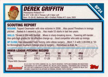 2007 Bowman - Prospects #BP34 Derek Griffith Back