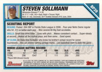 2007 Bowman - Prospects #BP39 Steven Sollmann Back