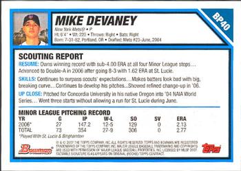 2007 Bowman - Prospects #BP40 Mike Devaney Back