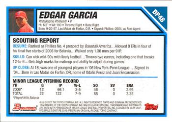 2007 Bowman - Prospects #BP48 Edgar Garcia Back
