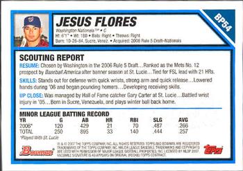 2007 Bowman - Prospects #BP54 Jesus Flores Back