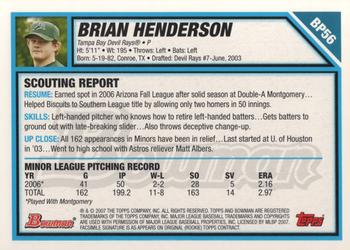 2007 Bowman - Prospects #BP56 Brian Henderson Back