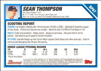 2007 Bowman - Prospects #BP67 Sean Thompson Back