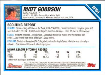 2007 Bowman - Prospects #BP69 Matt Goodson Back