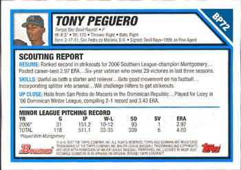 2007 Bowman - Prospects #BP72 Tony Peguero Back