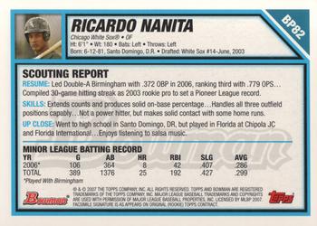 2007 Bowman - Prospects #BP82 Ricardo Nanita Back