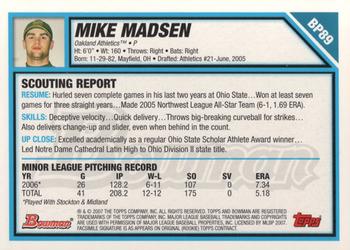 2007 Bowman - Prospects #BP89 Mike Madsen Back