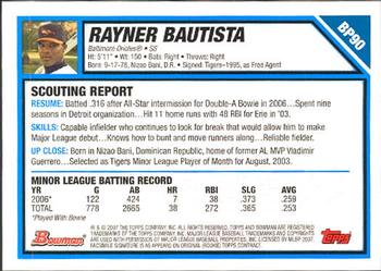 2007 Bowman - Prospects #BP90 Rayner Bautista Back