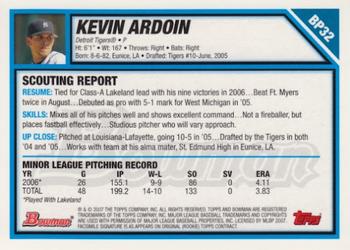 2007 Bowman - Prospects #BP32 Kevin Ardoin Back