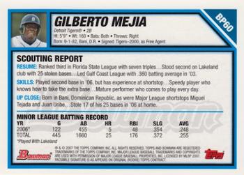 2007 Bowman - Prospects #BP60 Gilberto Mejia Back