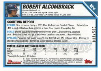 2007 Bowman - Prospects Blue #BP4 Robert Alcombrack Back