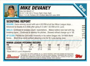 2007 Bowman - Prospects Blue #BP40 Michael Devaney Back