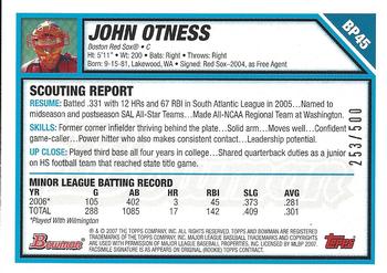2007 Bowman - Prospects Blue #BP45 John Otness Back
