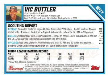 2007 Bowman - Prospects Blue #BP77 Vic Buttler Back