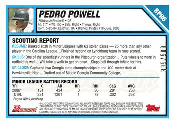 2007 Bowman - Prospects Blue #BP86 Pedro Powell Back