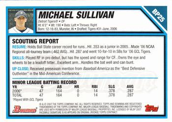 2007 Bowman - Prospects Gold #BP25 Michael Sullivan Back