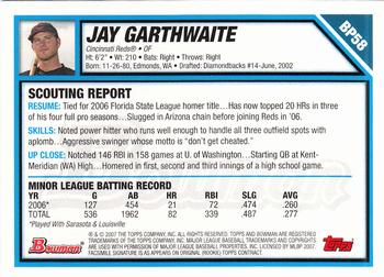 2007 Bowman - Prospects Gold #BP58 Jay Garthwaite Back
