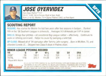 2007 Bowman - Prospects Gold #BP78 Jose Oyervidez Back