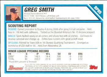 2007 Bowman - Prospects Gold #BP85 Greg Smith Back